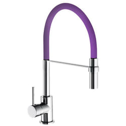 Idro Bric - Rubinetto per lavello a bocca alta con flessibile viola e doccia estraibile winter