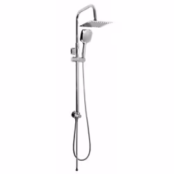 Colonna doccia serie Oasi in ottone cromato con soffione quadro diametro 25 cm in acciaio e tecnologia di risparmio acqua int ...