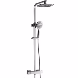 Colonna doccia serie Laguna con termostatico, acciaio cromato, soffione ABS 20x20 cm, 1 getto anticalcare, doccetta cromata 1 ...