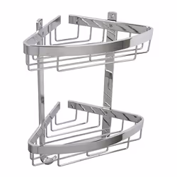 Mensola Attractive doppia per doccia, angolare con appendini, realizzata in alluminio,finitura cromata. cm L. 31 x H. 39 x P. ...