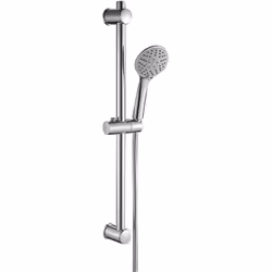 Saliscendi con asta doccia da 700 mm realizzato in metallo cromato. Il doccino è dotato di 3 getti con diametro di 100 mm.Set ...