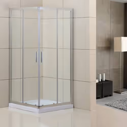 Box doccia angolare in cristallo 6 mm con profili cromati. Il box doccia misura precisamente 87,5-89,5 x 67,5-69,5 cm, ossia ...