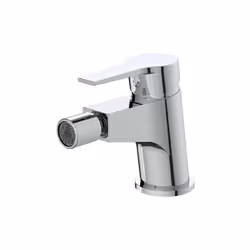 Rubinetto con leva monocomando in metallo per bidet con finitura cromata. Il miscelatore è dotato di cartuccia a dischi ceram ...