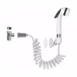 Doccetta con pulsante monogetto dotata di flessibile a molla estensibile fino a 150 cm in pvc, supporto a parete inclinabile ...