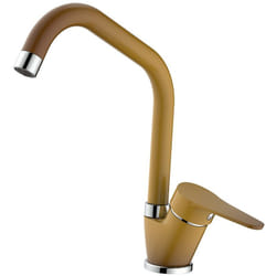 Idro Bric - Miscelatore lavello bocca alta finitura terra di Francia con risparmio acqua – Serie Allen