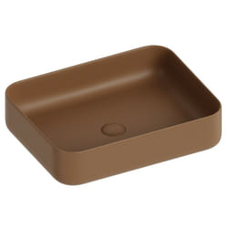 Idro Bric - Lavabo d'appoggio rettangolare in ceramica da 50x40 cm marrone - Serie Nature