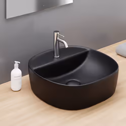 Lavabo d'appoggio nero in ceramica da 40x40 cm - Serie Nature - Vista aggiuntiva 4