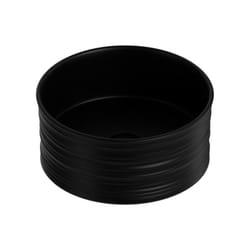 Idro Bric - Lavabo d'appoggio tondo in ceramica da 40 cm nero opaco - Serie Nordic