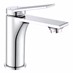 Miscelatore monocomando per lavabo, realizzato in ottone con finitura cromata. L’articolo è dotato di leva in metallo e rompi ...