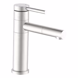 Miscelatore monocomando per lavabo, realizzato in acciaio con finitura spazzolata. L’articolo è dotato di bocca girevole e or ...