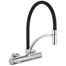 Idro Bric - Miscelatore lavello a muro con bocca nera orientabile - Serie Madison