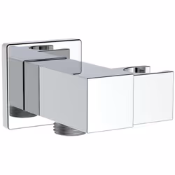 Presa d'acqua snodabile in ottone cromatoPresa d’acqua realizzata in ottone cromato dotata di supporto inclinabile per doccet ...