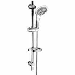 Saliscendi Ginepro cromato con 2 supporti regolabili con portasapone e doccia 5 gettiSet saliscendi Ginepro, metallo cromato, ...