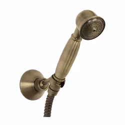 Doccetta serie Vecchio ottone: - Doccia metallo - 1 funzione - Diametro: 5 cm - Doccia a pulsante - Supporto a parete fissoDu ...