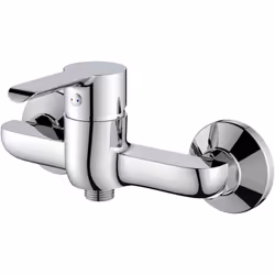 Il miscelatore esterno doccia Serie Neruda in ottone cromato è perfetto per bagni moderni. Con una larghezza di 21,4 cm, una  ...