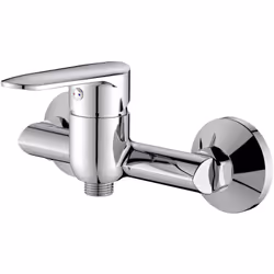 Il miscelatore esterno doccia Serie Remi in ottone cromato è ideale per bagni moderni. Con un'altezza di 9,1 cm, una profondi ...