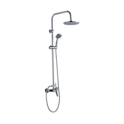 Colonna Doccia Luton in Acciaio con Rubinetto e Soffione Tondo Ø20 cm