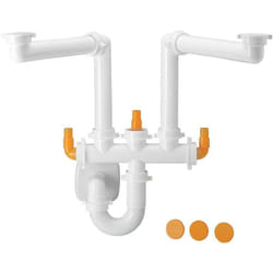 Idro Bric - Sifone a 2 vie per lavello cucina a 2 vasche con scarico lavatrice o lavastoviglie idrobric spazio 2, idb s0285