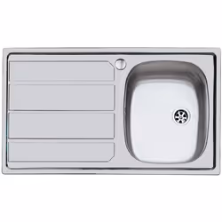 Lavello in acciaio inox 86X50 da incasso, una vasca a destra da 360 X 400 mm, finitura, acciaio prelucidato. Articolo prodott ...