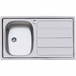 Lavello realizzato in acciaio inox con finitura prelucidata, dotato di una vasca a sinistra SXSC. L'articolo è largo 85 cm e ...