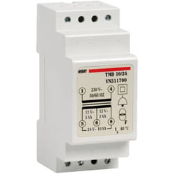 Vemer - VN311700 tmd 10/24 - Trasformatore 24V per Campanelli, Installazione da Barra Din, Tensione Primario 230V, Tensione Secondario 12-24V,