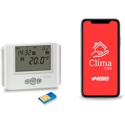VE715900 thermo gsm – Termostato gsm da Parete con Controllo Remoto via app e sms, Alimentazione 230V con Batteria Tampone, Bianco - Vemer