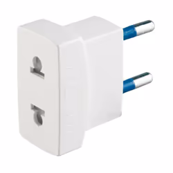 adattatore con spina 10 a 2p e presa 10 a 2p (standard italiano e americano) 250 v~. il peso ridotto e la forma compatta fann ...