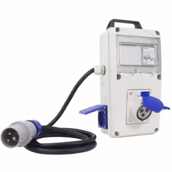 Quadretto 230V~ con 2 prese civili pluristandard 10/16A 2P+T, (standard italiano 10/16A e tedesco 16A con terra laterale), 1  ...