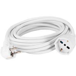 PP2624QB Prolunga Elettrica 250V Cavo Elettrico Bianco Estensibile 5 Metri, Spina Elettrica 16A 2P+T Salvaspazio, Presa Elettrica Schuko P40 10A/16A