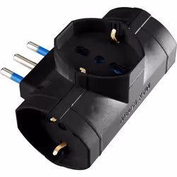 Adattatore con spina 16 A e 3 prese pluristandard (italiano 10/16 A 2P + T e tedesco 16 A con terra laterale). La prese fuori ...