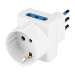 Poly Pool Adattatore 'salvaspazio' con spina 10A 2P+T - Bianco