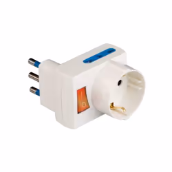 Adattatore pluristandard "Salvaspazio" 2 prese 10/16A 2P+T e 1 presa 10-16A 2P+T (st. italiano 10A e tedesco 16A con terra la ...