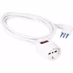 Prolunga elettrica 5m, 250V, con presa pluristandard grande (10/16A 2P+T) e spina compatta. Ideale per dispositivi italiani e ...