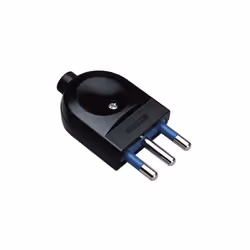 spina 16 a 2p+t 250 v~ uscita cavo assiale. provvista di fermacavo isolante a vite.