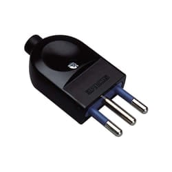 Poly Pool Spina 10A 2P + T Nera Uscita Cavo Assiale con Fermacavo, colore Nero