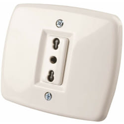 Poly Pool - PP0137X Presa Corrente Elettrica a Incasso Bivalente per Spina Italiana 10A - 250Vcolore Avorio - con Scatola Rettangolare per Fissaggio