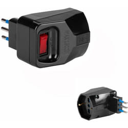 Poly Pool - Adattatore con spina piccola 10A 2P+T - Presa bivalenti 10/16A - 250V Nero
