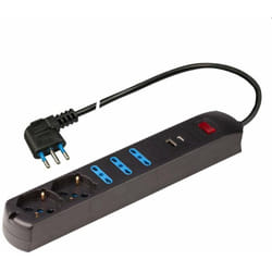 Poly Pool Presa multipla 250V - 3 prese grandi + 2 pluristandard - 1,5 metri Nero