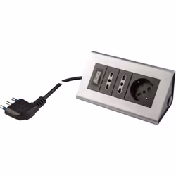 Presa multipla 250 V~ con 2 prese bivalenti 10 / 16 a 2P+T, 1 presa 10 - 16 a 2P+T (standard italiano 10 a e tedesco 16 a con ...