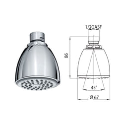 Bossini - Soffione Ovo-Gom/2 autopulente con snodo 1/2'F I00328000030004 - -