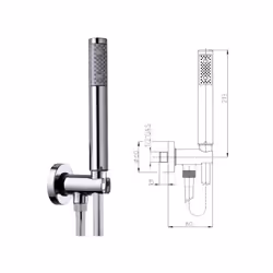 Duplex doccia Zen con presa acqua ad incasso, supporto in ottone e flessibile Cromolux cm 150. EAN 8008236154360 Modello C120 ...