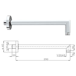 Bossini - Braccio doccia in ottone 350 mm, a 90° ø 21 mm 1/2'MM con rosone H70000H00030003