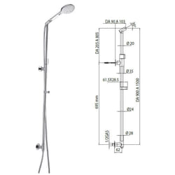 Minimal gruppo doccia saliscendi Agua H.90 - 150 cm DB2002D00030009