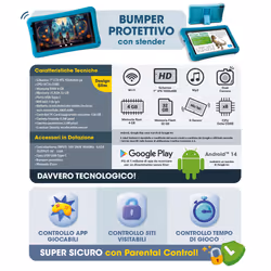 Lisciani 114214 tablet 32 GB 17,8 cm (7") 4 GB Wi-Fi 4 (802.11n) Android 14 Nero - Vista aggiuntiva 5