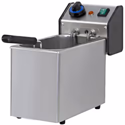 Friggitrice elettrica con vasca singola da 4 litri. Struttura in acciaio inox satinato Scotch-Brite e vasca estraibile. Testa ...