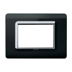 Placca AVE tecnopolimero Sistema 44 nero assoluto cornice cromata 3 moduli 44PY03NAL