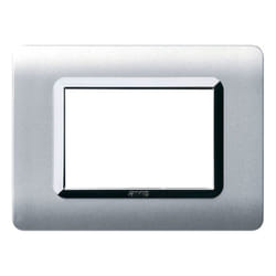 AVE - Placca Tecnopolimero Sistema 44 Alluminio naturale cornice cromata 3 moduli 44PY03ALS