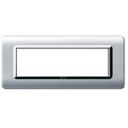 AVE - Placca Tecnopolimero Sistema 44 Alluminio naturale cornice cromata 7 moduli 44PY07ALS