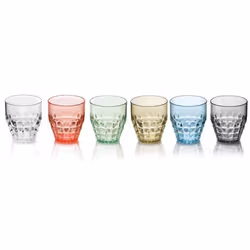 Fratelli Guzzini Set 6 Bicchieri Bassi Tiffany, Multicolore, Stirene Metilmetacrilato (SMMA), 6 pz, Rotondo, Tiffany, Pio&Tit ...