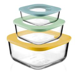 Fratelli Guzzini 11335052 recipiente per cibo Quadrato Set Blu, Verde, Trasparente, Giallo 3 pz